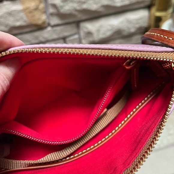 Dooney & Bourke Pebble Grain Katie Crossbody Purple Mauve Brown Leather Bag - Picture 10 of 12